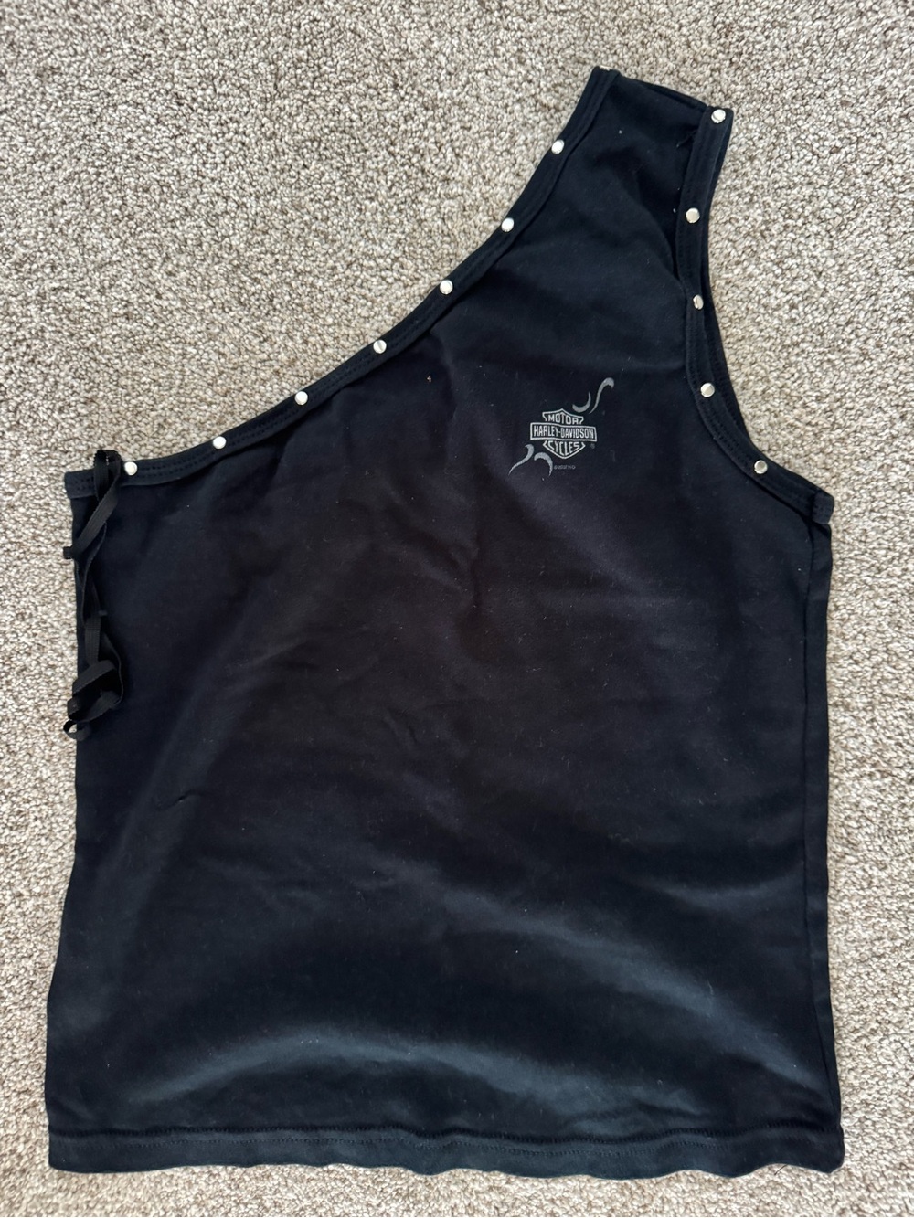 Harley-Davidson Black Cotton Top with Orange Logo Tag
